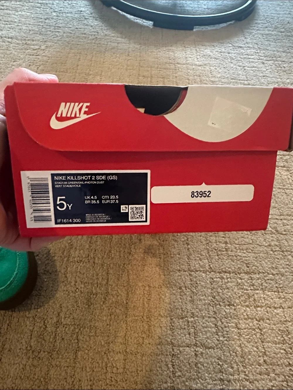 NWT Nike Kids Green Suede Sneakers with White Swoosh